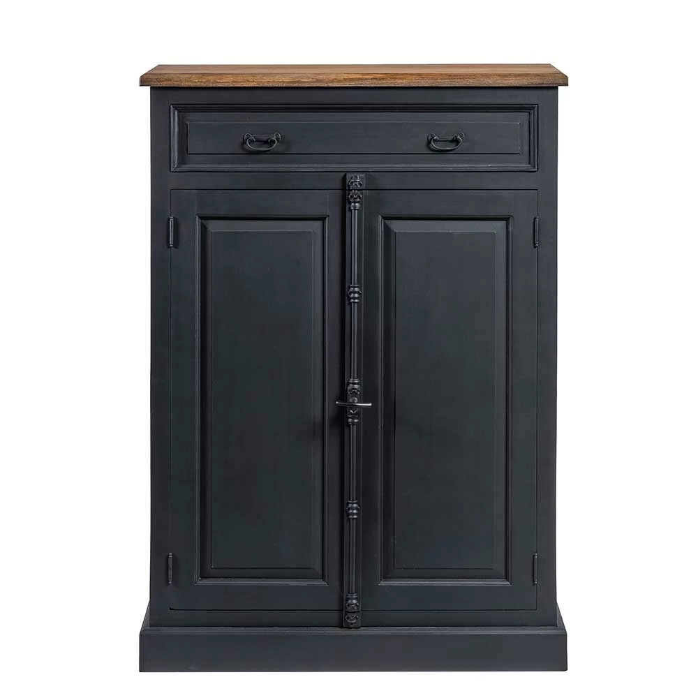 Aktion 😉 100x141x51 Vintage Vertiko In Schwarz & Teakfarben - Niovan ✔️ – Bild 3