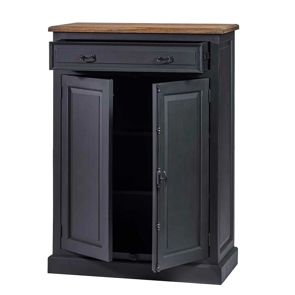 Aktion 😉 100x141x51 Vintage Vertiko In Schwarz & Teakfarben - Niovan ✔️ – Bild 4