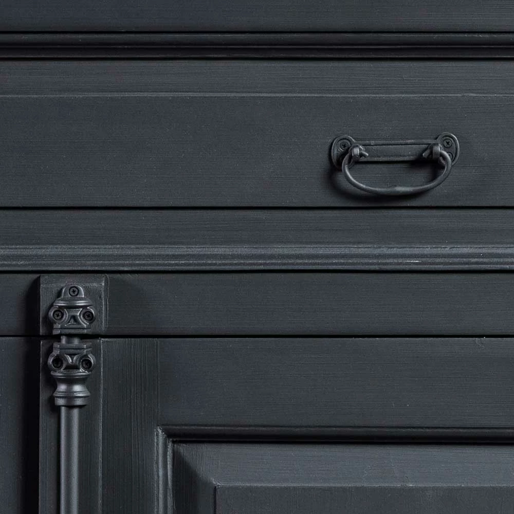 Aktion 😉 100x141x51 Vintage Vertiko In Schwarz & Teakfarben - Niovan ✔️ – Bild 6