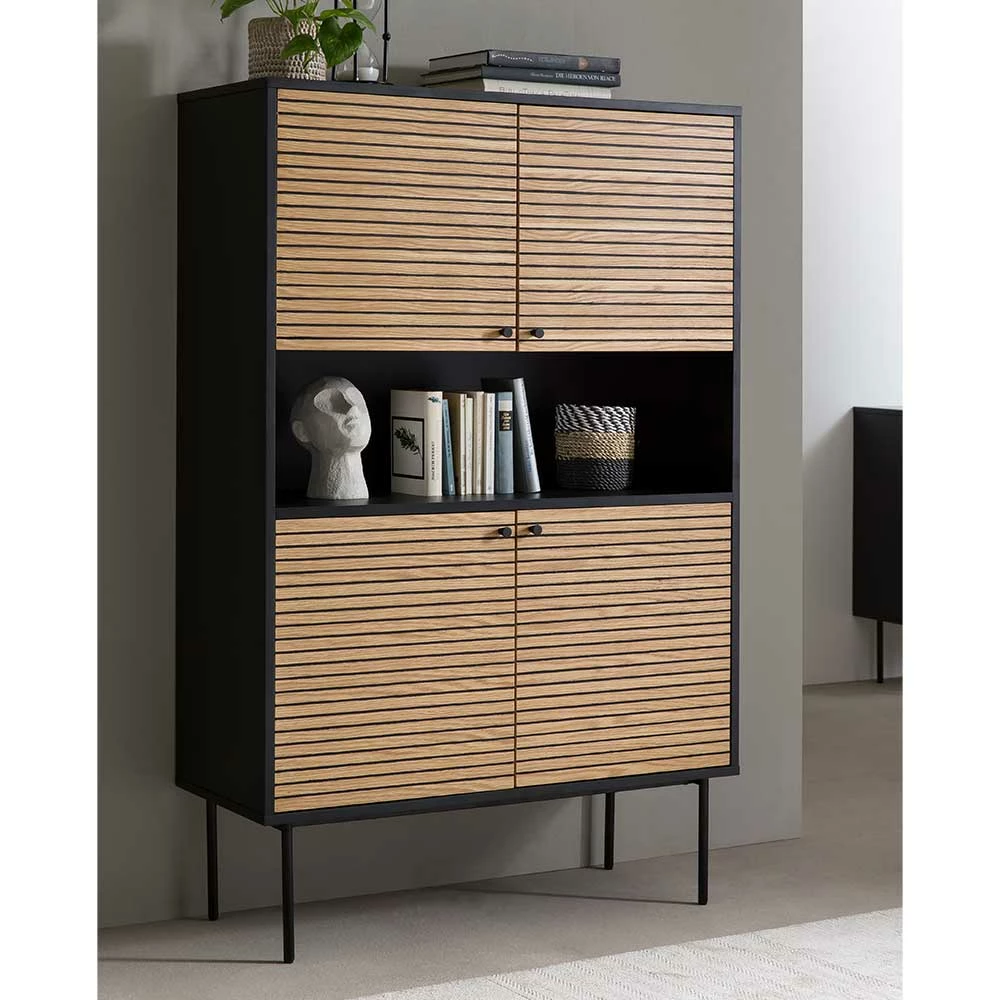 Neu 😍 100x155x40 4-türiges Highboard Mit Offenem Fach - Varaba 🎁 – Bild 2