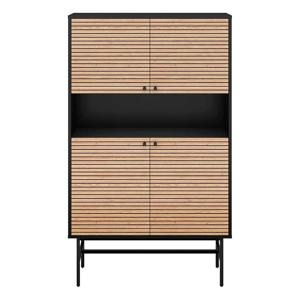 Neu 😍 100x155x40 4-türiges Highboard Mit Offenem Fach - Varaba 🎁