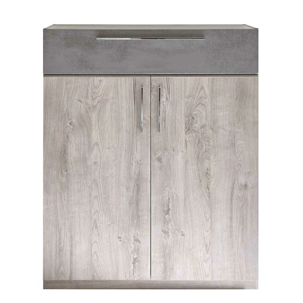 Bestes Angebot ⌛ 101x122x40 Vertiko In Eiche Grau & Beton Dekor - Milvian 🔔 – Bild 2