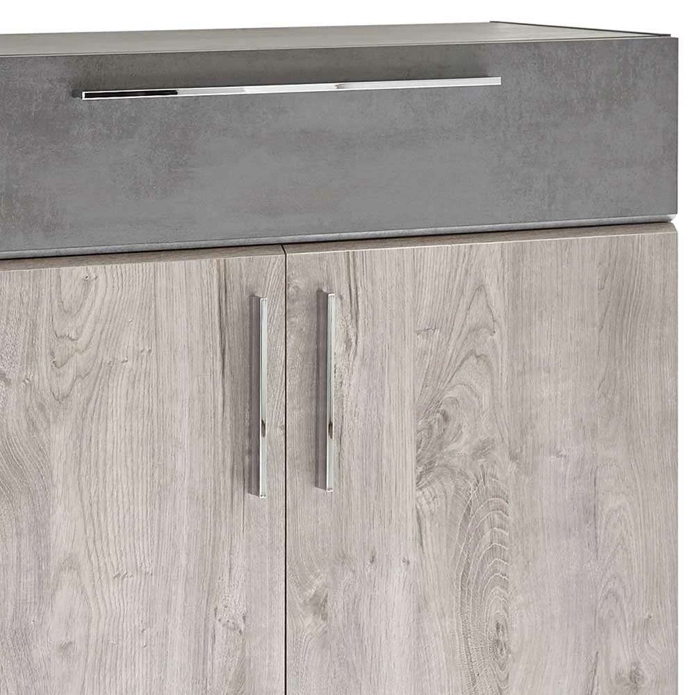 Bestes Angebot ⌛ 101x122x40 Vertiko In Eiche Grau & Beton Dekor - Milvian 🔔 – Bild 4