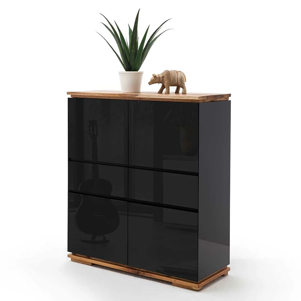 Am billigsten ❤️ 102x115x40 Hochglanz Kommode In Schwarz - Ercurs ❤️ – Bild 5