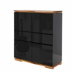 Am billigsten ❤️ 102x115x40 Hochglanz Kommode In Schwarz - Ercurs ❤️