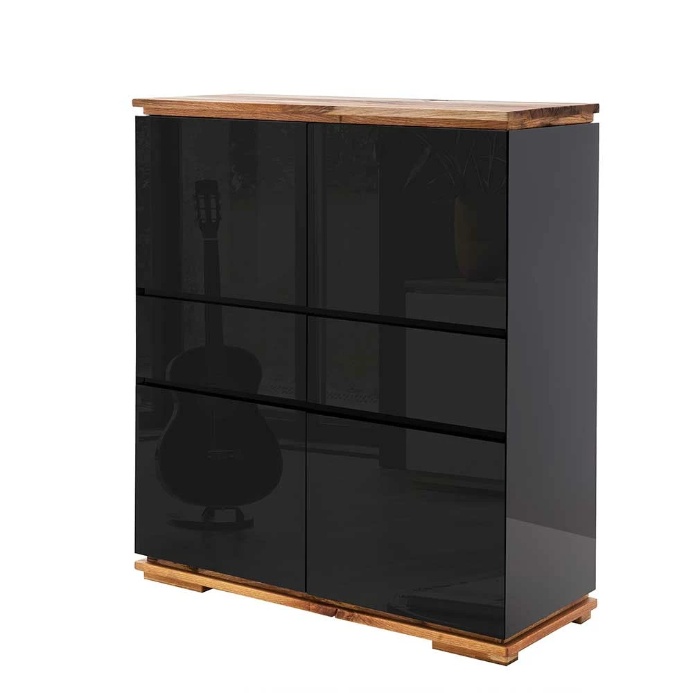 Am billigsten ❤️ 102x115x40 Hochglanz Kommode In Schwarz - Ercurs ❤️