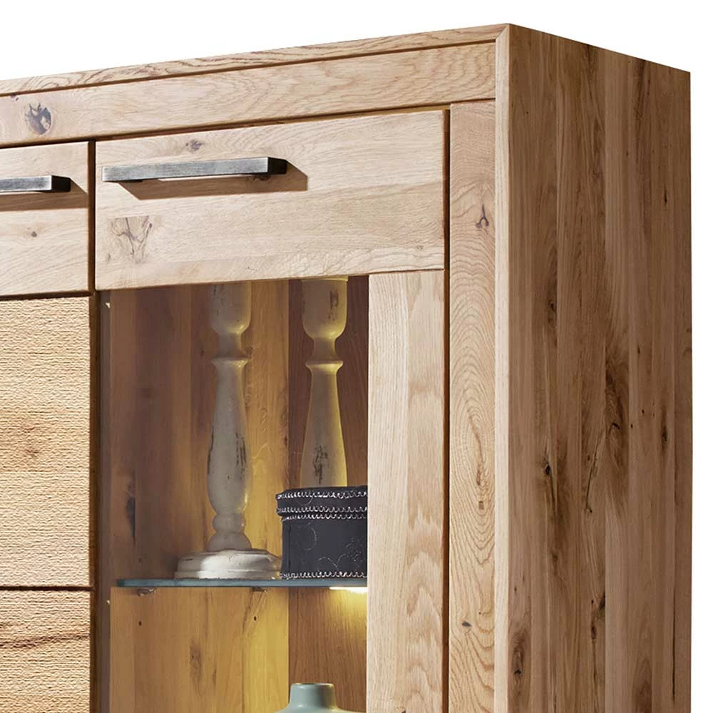 Auslauf 🔥 103x135x40 Highboard Vitrine In Hell Geölt - Emigoa 😀 – Bild 4