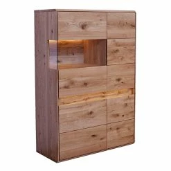 Bester Verkauf ✔️ 103x152x44 Wildeiche Highboard Mit Glaseinsatz - Acmida 🎉