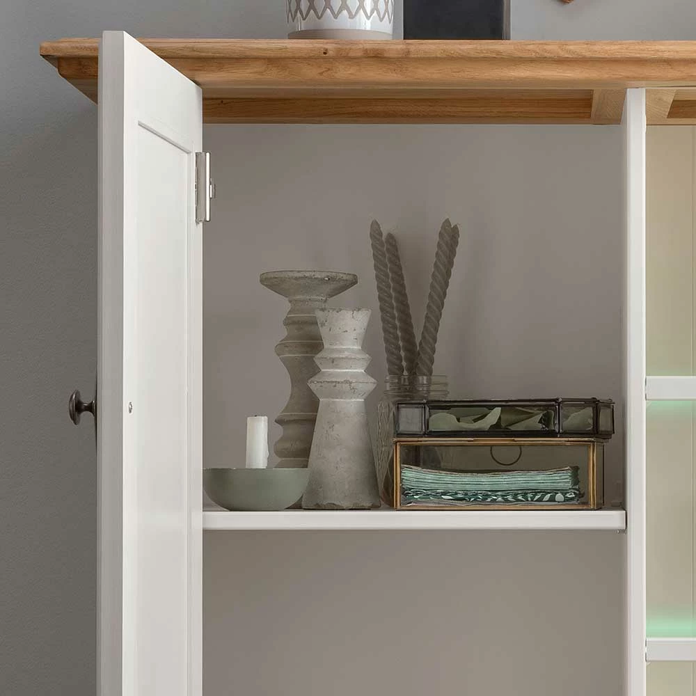 Aktion 😍 113x134x45 Landhaus Highboard Mit Glas-Einsatz - Henry 💯 – Bild 5