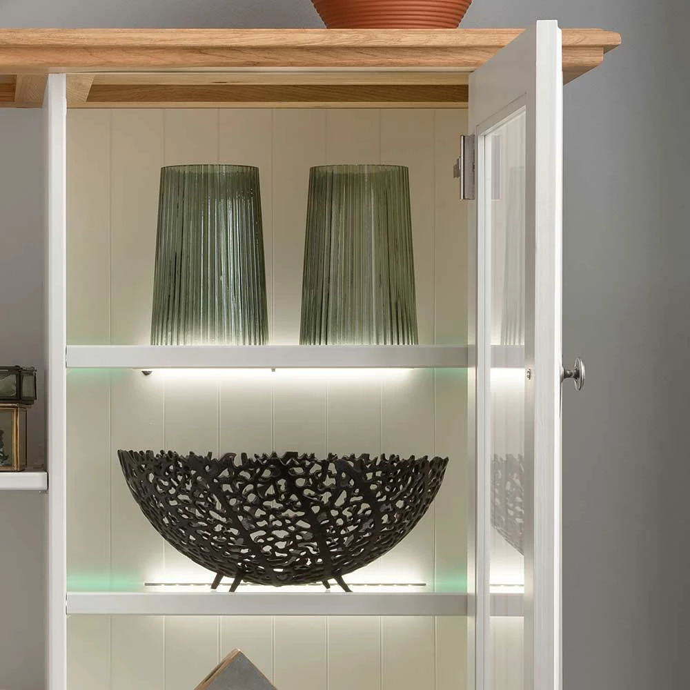 Aktion 😍 113x134x45 Landhaus Highboard Mit Glas-Einsatz - Henry 💯 – Bild 6