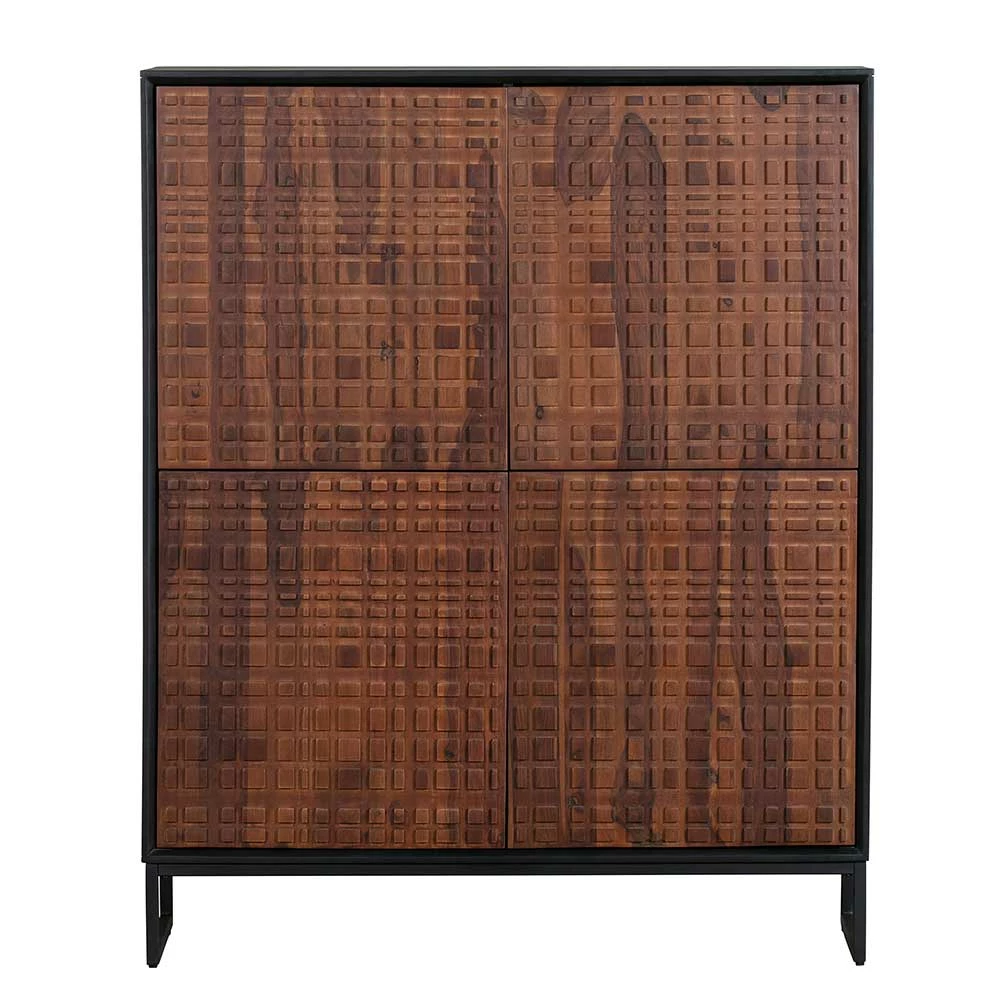 Bestes Angebot 👍 114x140x40 Retro Design Schrank In Nussbaum & Schwarz - Naosa ✨ – Bild 2