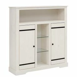 Billig 🔥 120x130x35 Landhaus Highboard In Weiß - Manduza 🧨