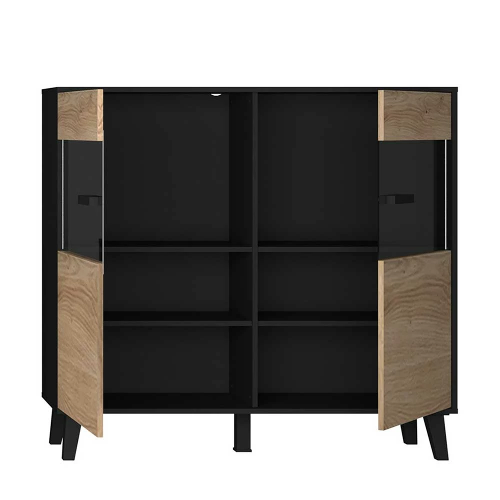 Angebote ✨ 126x118x40 Wohnzimmerschrank Mit Glaseinsatz - Paniera 🛒 – Bild 4