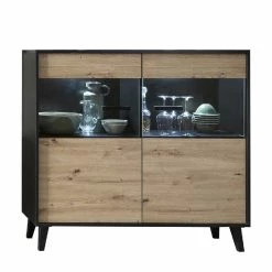 Angebote ✨ 126x118x40 Wohnzimmerschrank Mit Glaseinsatz - Paniera 🛒