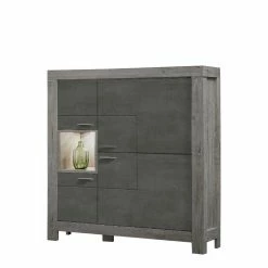 Billig 🔥 140 Cm Hohes Highboard Marinda Mit LED Licht ⭐