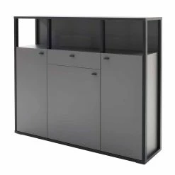 Bestes Angebot 🎉 145x121x37 Wohnzimmerschrank Mit Metallgriffen - Ridona II ⌛