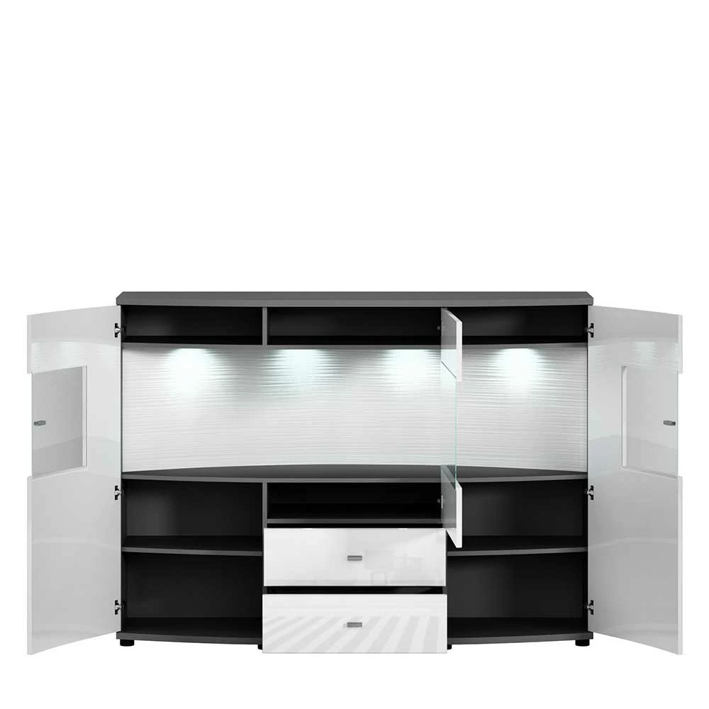 Angebote 🔔 160x117x42 Hohes Sideboard In Weiß Hochglanz - Secrema 🔥 – Bild 3