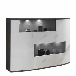 Coupon 👍 160x121x42 Hochglanz Wohnzimmerschrank Mit Glas - Secrema 🥰