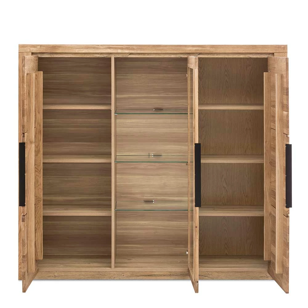 Coupon 🎁 160x141x40 Wohnzimmerschrank Mit Glaseinsatz - Nelenia ✔️ – Bild 3