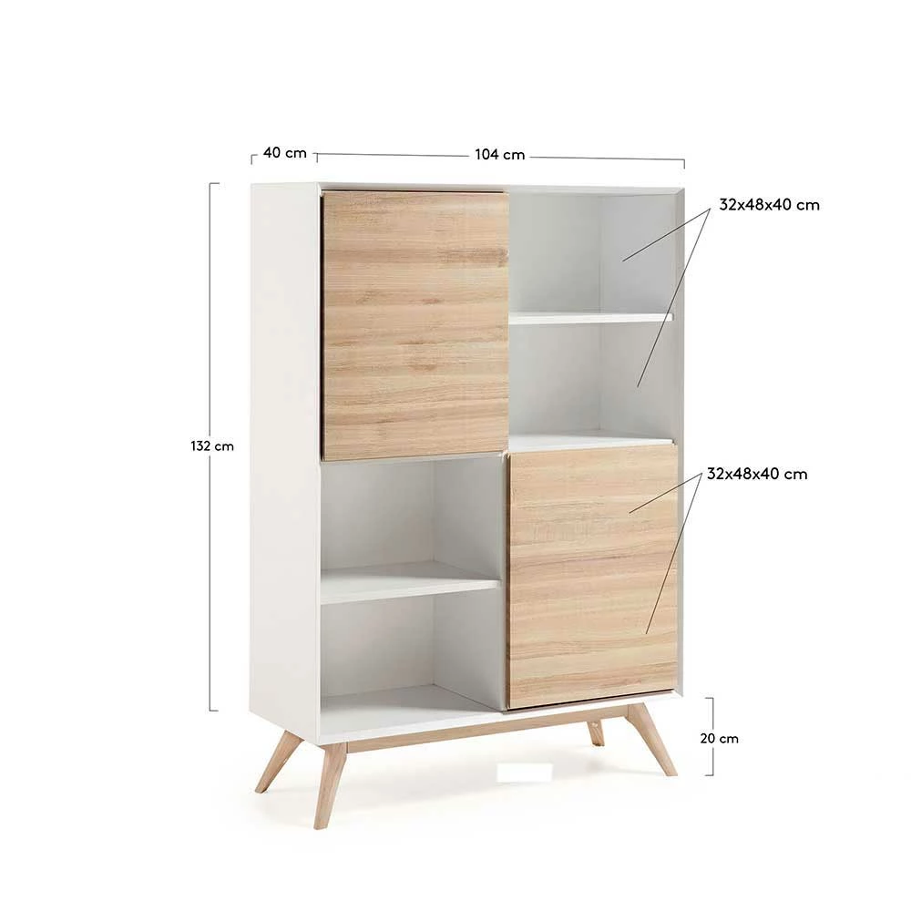 Coupon 👍 2-türiges Highboard Ivorino Vier Offene Fächer ✨ – Bild 5