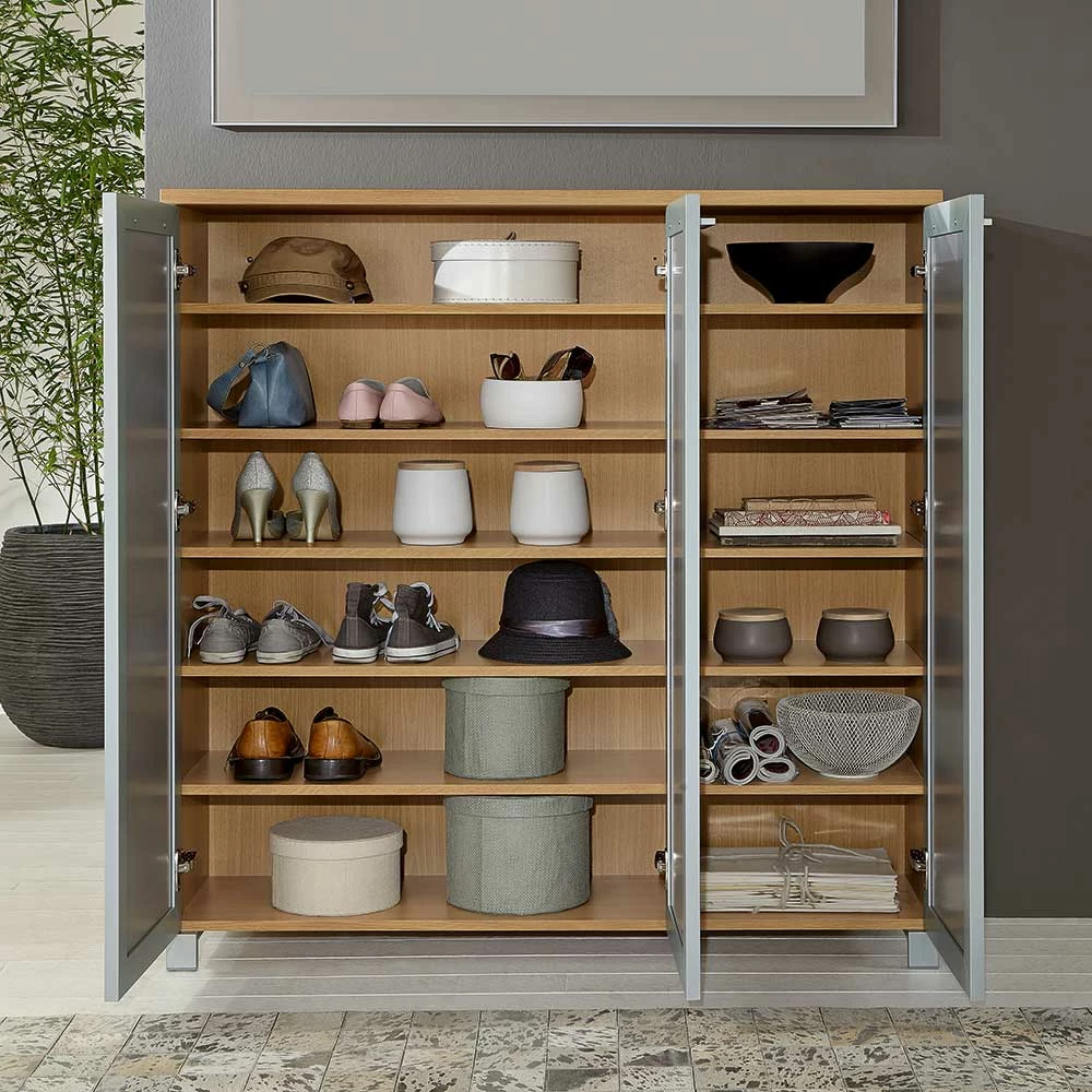 Bester Verkauf 🧨 3 Türiger Schuhschrank Diecca In Taupe Glas Beschichtet 🔔 – Bild 3