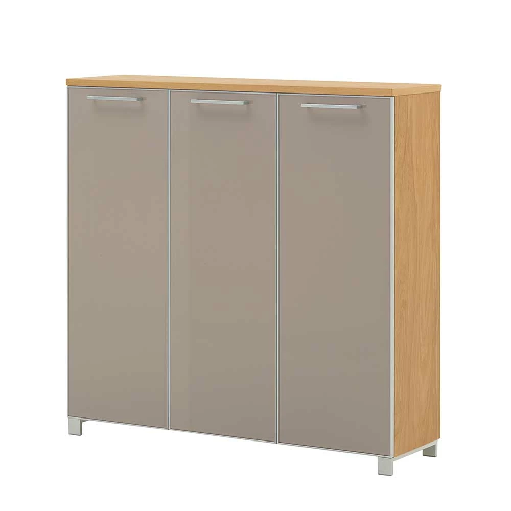 Bester Verkauf 🧨 3 Türiger Schuhschrank Diecca In Taupe Glas Beschichtet 🔔