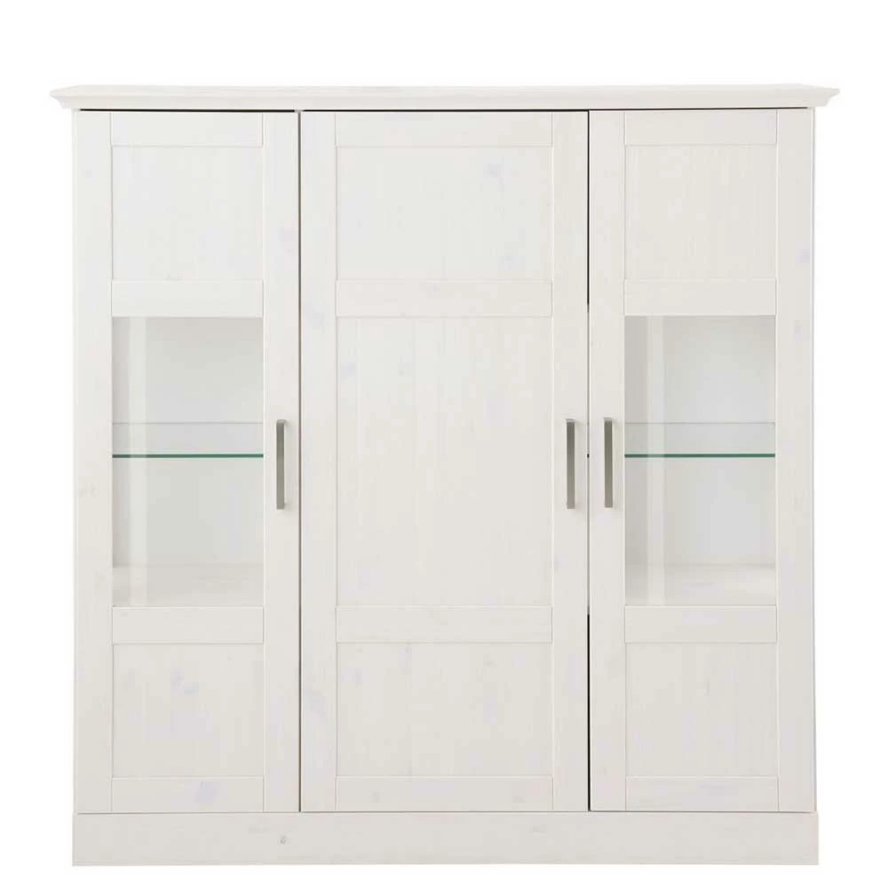 Billig ⌛ 3-türiges Country Highboard In Weiß Lasiert - Nedrina 🔔 – Bild 2