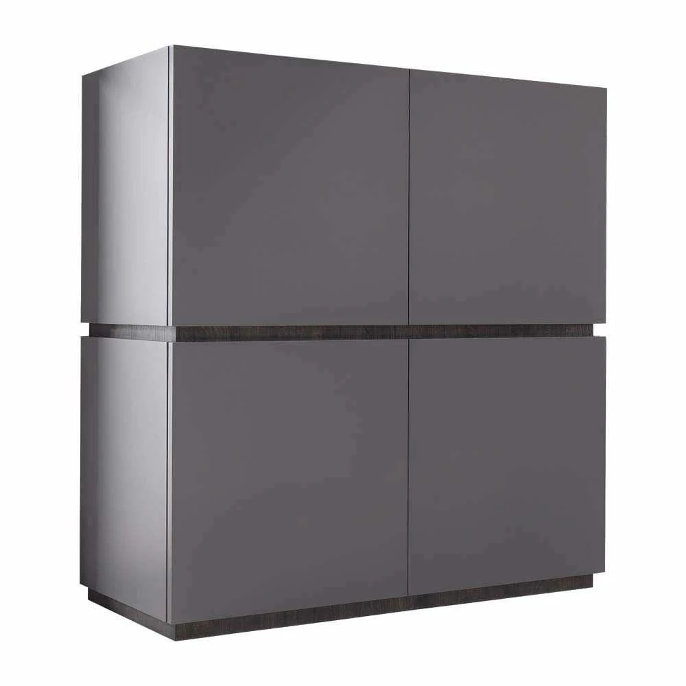 Bestes Angebot 👏 4-türiges Highboard In Anthrazit Mit Wenge - Zialko 🤩