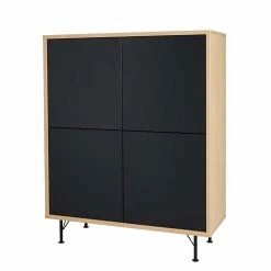 Neu ⌛ 4-türiges Highboard Mit Push-to-Open Chicron In Schwarz 🧨