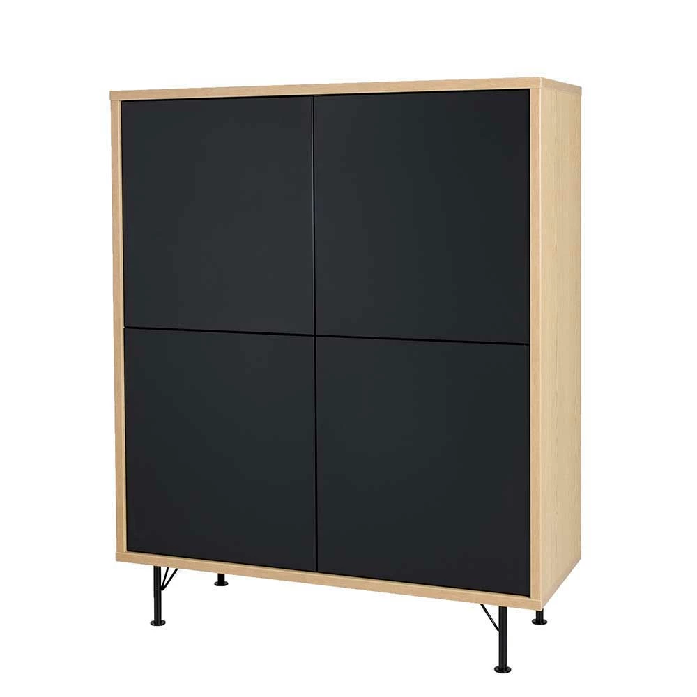 Neu ⌛ 4-türiges Highboard Mit Push-to-Open Chicron In Schwarz 🧨