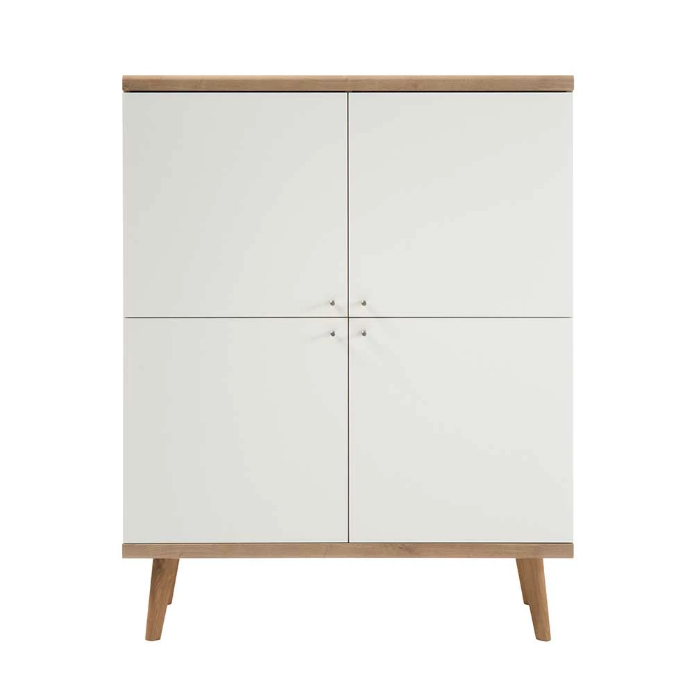 Brandneu 😉 4-türiges Skandi Highboard In Weiß & Eiche - Cablos ⌛ – Bild 3
