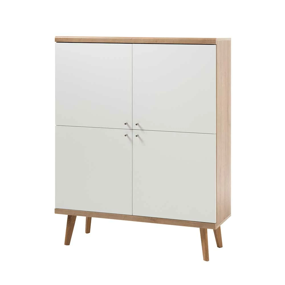 Brandneu 😉 4-türiges Skandi Highboard In Weiß & Eiche - Cablos ⌛