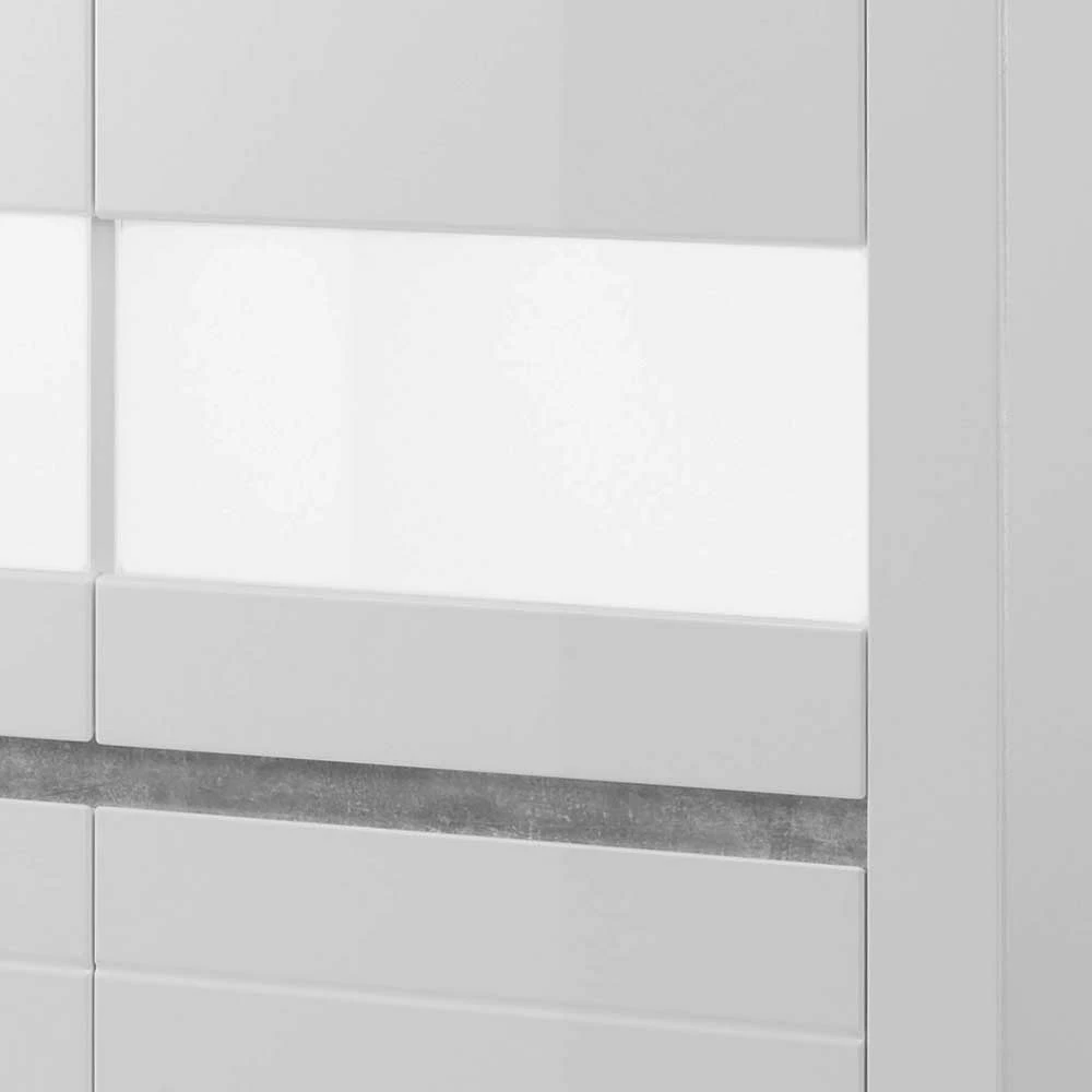 Coupon 😍 6-türiges Highboard In Weiß Hochglanz Mextra & Beton Dekor 🛒 – Bild 4