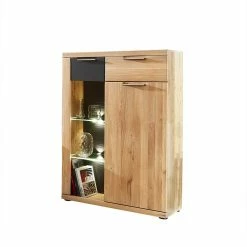 Billig 🌟 80x126x37 Highboard Mit LED Beleuchtung - Jalzico ❤️