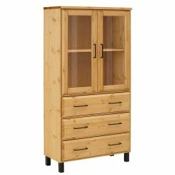 Budget ✨ 80x155x37 Schrank Mit Glastüren & 3 Schubladen - Ploiesti 🔔