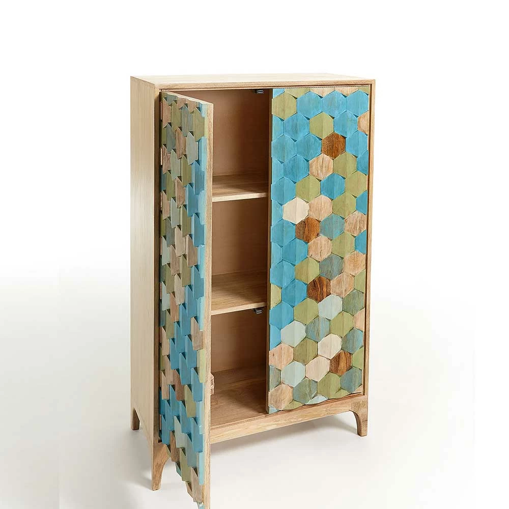 Brandneu 🔥 85x140x40 Türen Highboard Mit Wabendesign - Pahat 🛒 – Bild 3