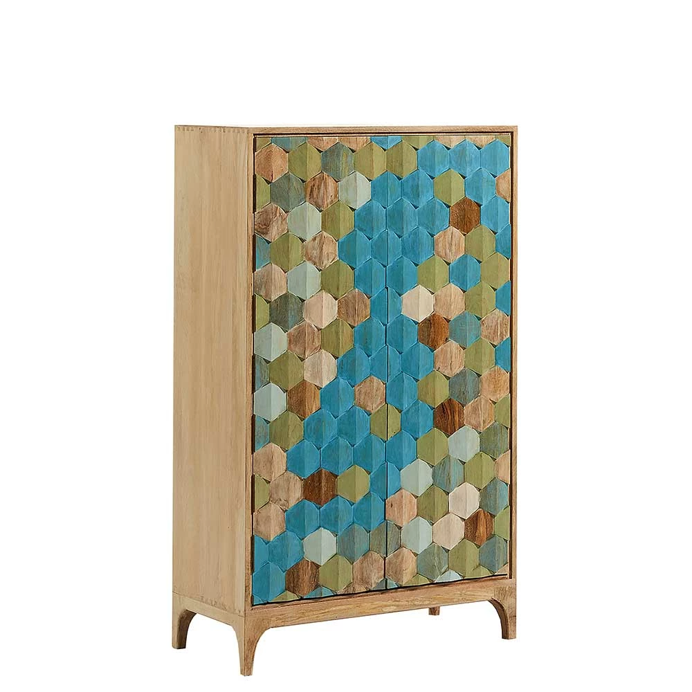 Brandneu 🔥 85x140x40 Türen Highboard Mit Wabendesign - Pahat 🛒