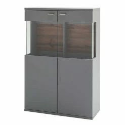 Budget 🤩 90x134x37 Highboard Mit Glas 2-türig - Adecias ❤️
