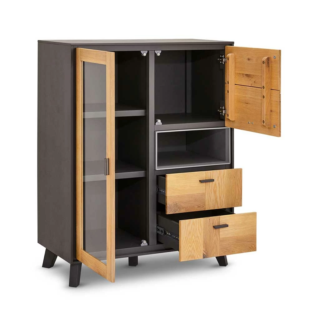 Aktion 🌟 91x120x45 Cm Design Highboard Mit Glastür - Hopiz ✔️ – Bild 4