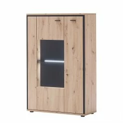 Blitzangebot 🔔 93x142x38 Highboard Mit Glaseinsatz - Nikdus 🔥