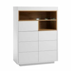 Aktion 🔥 99x135x40 Design Highboard In Weiß & Eiche - Rucian 😉