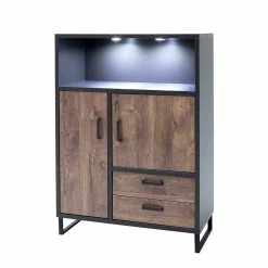 Schlussverkauf ✔️ 99x136x45 Industry Highboard In Dekor Eiche Dunkel - Emjedov 👏