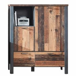 Neu 🧨 Design Highboard In Dekor Holz Used Optik - Firodras 🌟