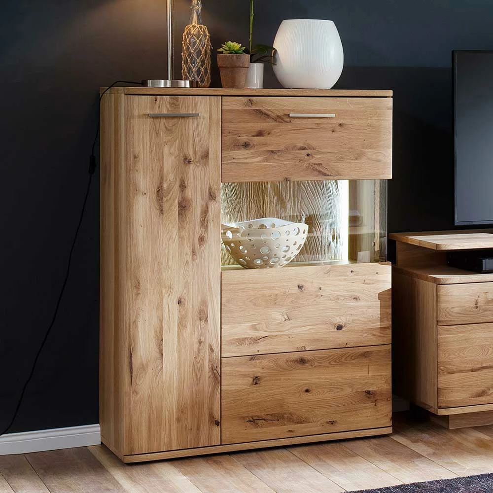 Auslauf 😉 Eiche Bianco Highboard 2-türig - Crokas ✨ – Bild 2