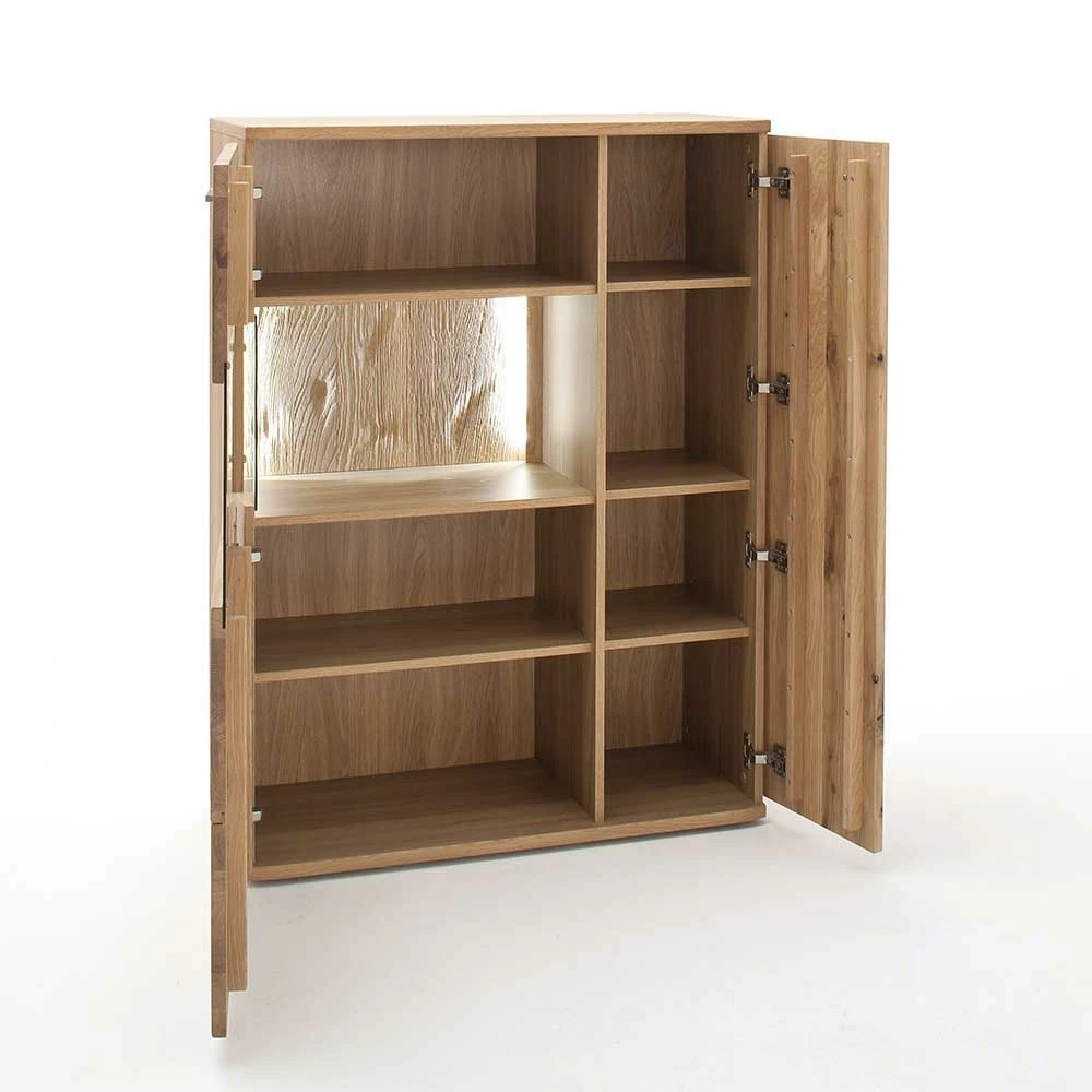 Brandneu 👍 Eiche Bianco Highboard Mit Glas Einsatz - Crokas I 💯 – Bild 3