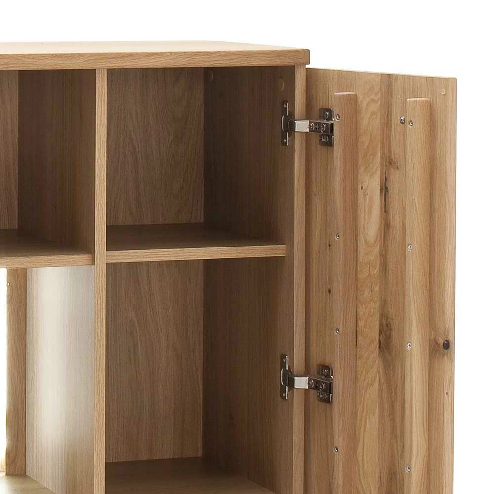 Brandneu 👍 Eiche Bianco Highboard Mit Glas Einsatz - Crokas I 💯 – Bild 6