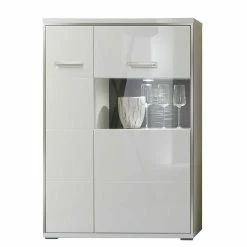 Coupon 🔔 Highboard Tacroma In Hochglanz Weiß Glas ❤️