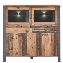 Bester Verkauf 👏 Highboard Mit Glaseinsätzen & LED Licht - Firodras 👍