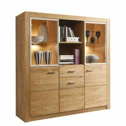 Auslauf 🧨 Highboard Vitrine Landuva Aus Asteiche Geölt 😉