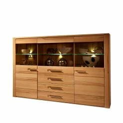 Angebote 🥰 Highboard Vitrine Jaena Aus Kernbuche ✨